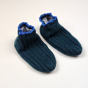 Bombas Women's Green Cable Knit Gripper Slippers Cushioned Wool Blend sz Medium